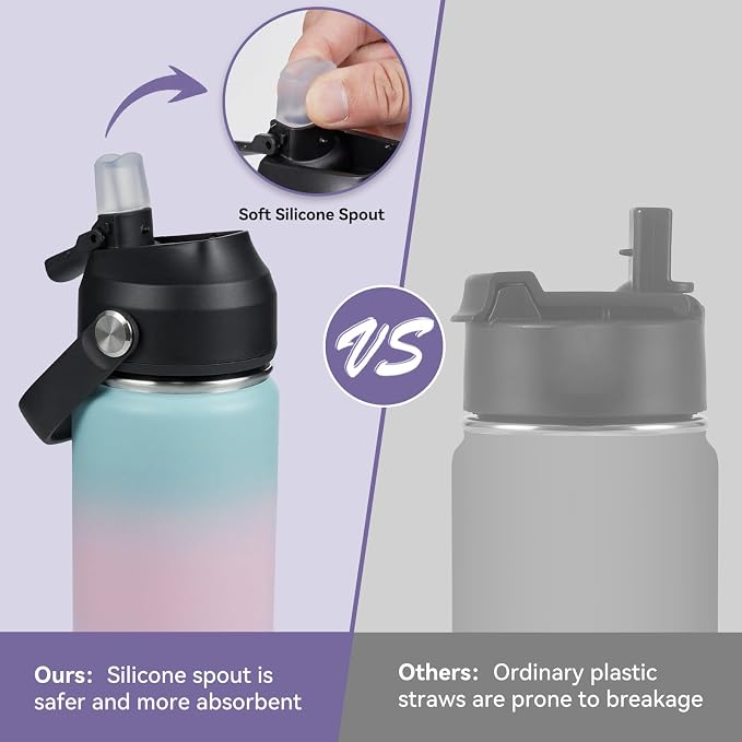 Fijinhom 24oz Insulated Stainless Steel Water Bottle, Wide Mouth Double Wall