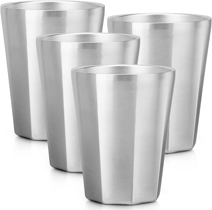 Beasea Stainless Steel Cups 10 oz, 4 Pack Small Bulk Stackable Stainless Steel