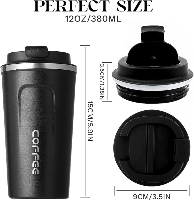 Insulated Travel Coffee Mug, Stainless Steel Coffee Cup