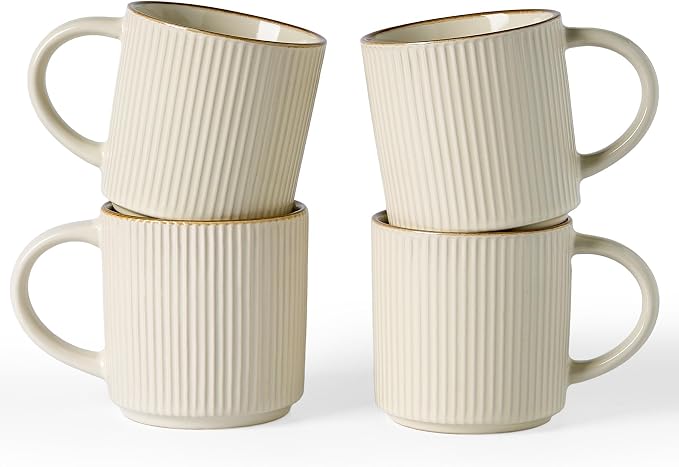 famiware Coffee Mug Set for 4, Star 12 oz Catering Mugs Cup Set