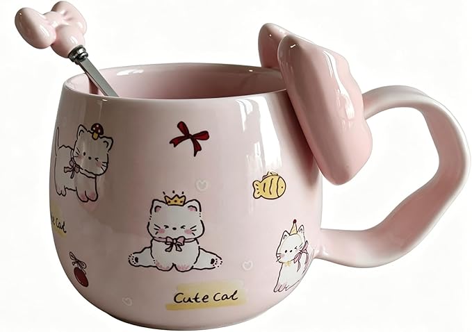 DTI YEOP-Cute Pink Cat Ceramic Coffee Mug