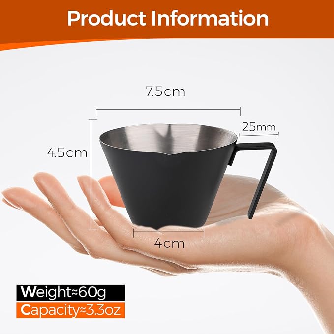YARRAMATE Stainless Steel Espresso Shot Cup, 3.4oz | Heat Insulated Grip