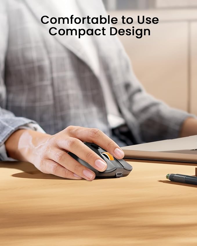 ProtoArc Bluetooth Wireless Mouse, USB C Mouse, EM15 Rechargeable Compact
