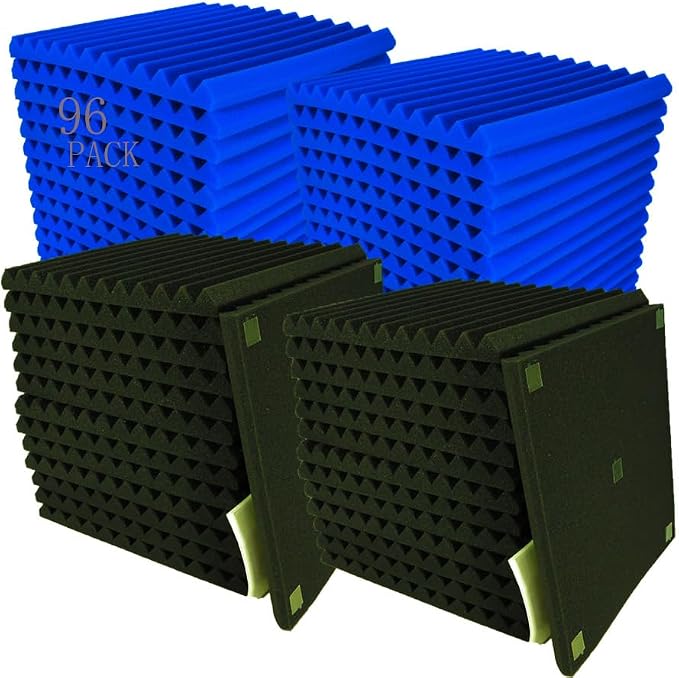 96 Pack Black/BLUE 12 "X 12 "X1" Acoustic Panels Studio Soundproofing Foam