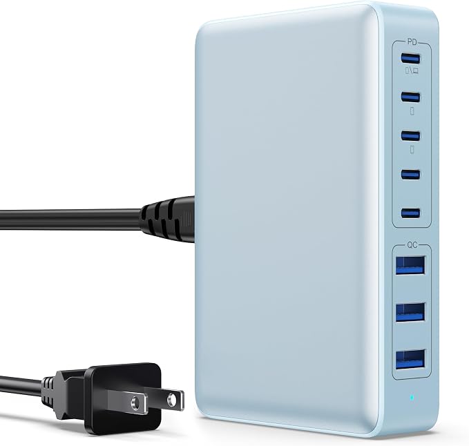 USB C Charger 300W USB C Charger Block 8-Ports GaN IV Fast Charging Station