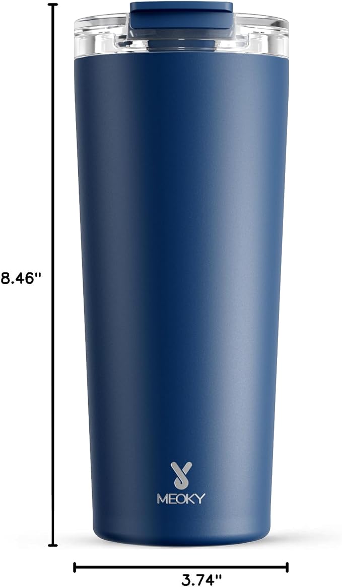 Meoky 24 oz Insulated Travel Coffee Mug: Leak Proof Lid, Sea | Stainless Steel