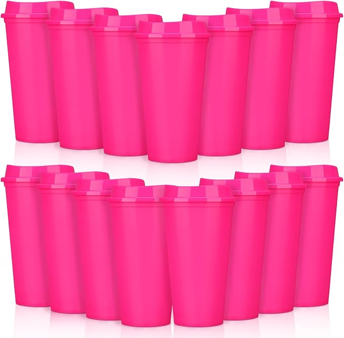Domensi 15 Pack Reusable Plastic Coffee Cups
