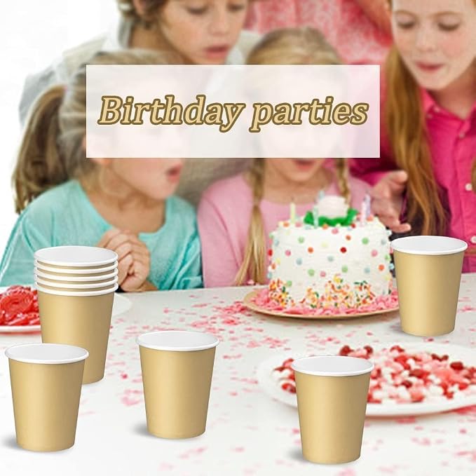75 Pack 8 oz Disposable Paper Cups, Khaki Paper Coffee Cups | Beverage Drinking