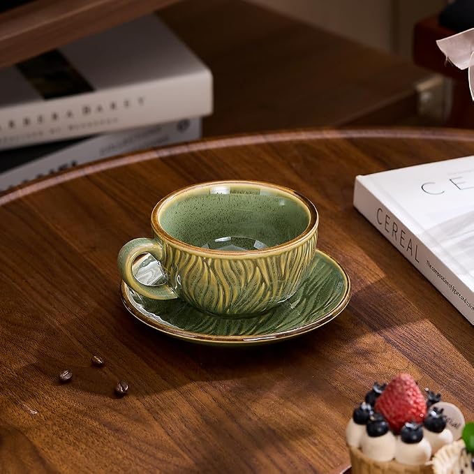 Coffeezone Vintage Design 12 oz Ceramic Latte Art Cappuccino Barista Cup