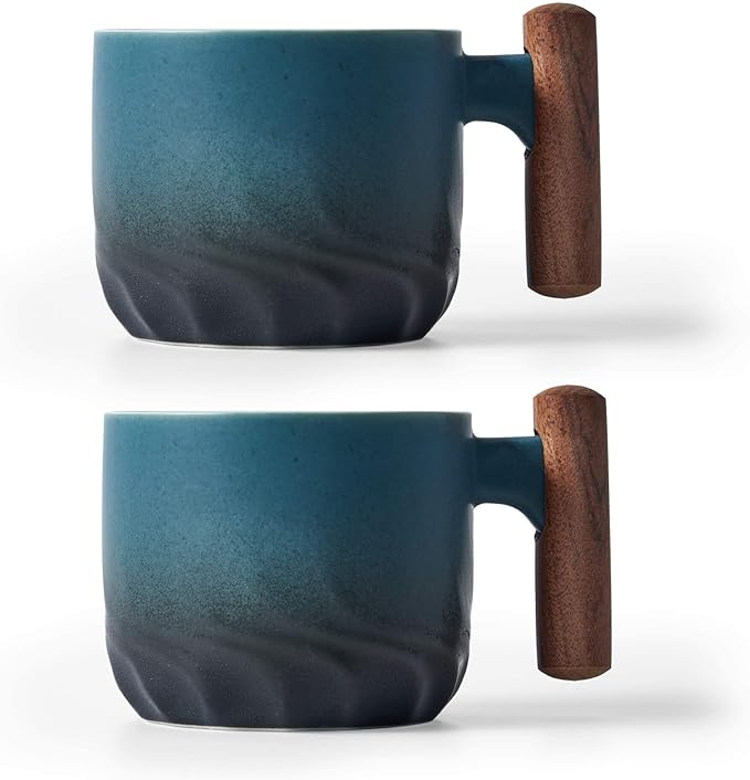 Ceramic Espresso Cups with Wooden Handle Espresso Shot Cups Ceramic Tea Cups