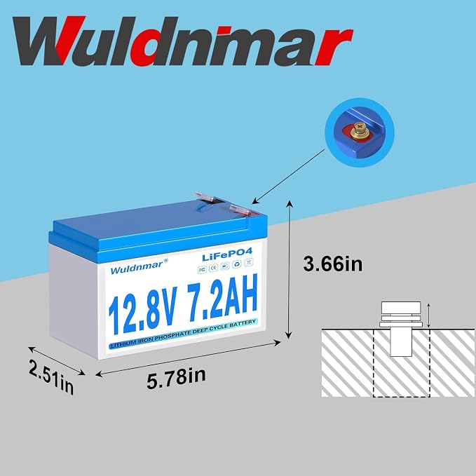 12V 7.2Ah LiFePO4 Battery, Lithium Battery