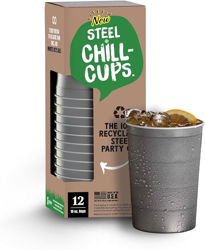 Steel Chill Cups 16 oz. Durable & Reusable Party Cups