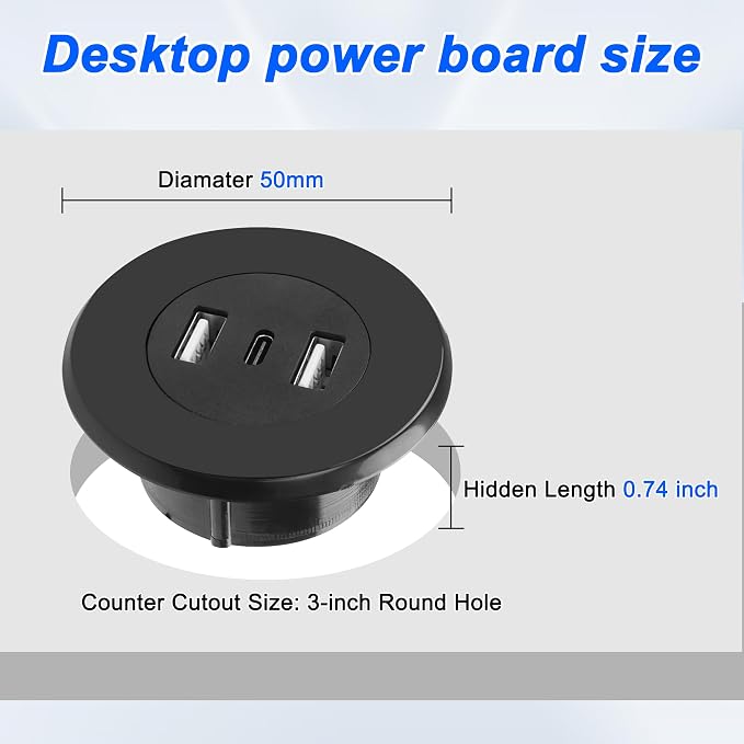 MEIRIYFA 3-in-1 Desktop Power Embedded Charger USB/Type C Desktop Station