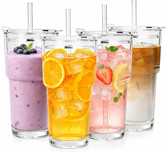 Clear Iced Coffee Cups with Lids