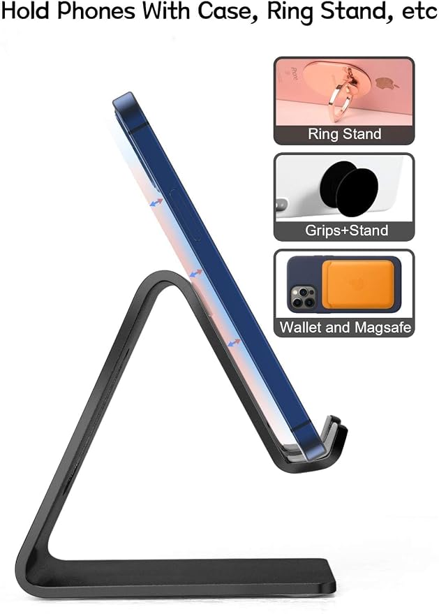 Cell Phone Stand for Desk, Desktop Phone Holder, Aluminum Mobile Phone Stand