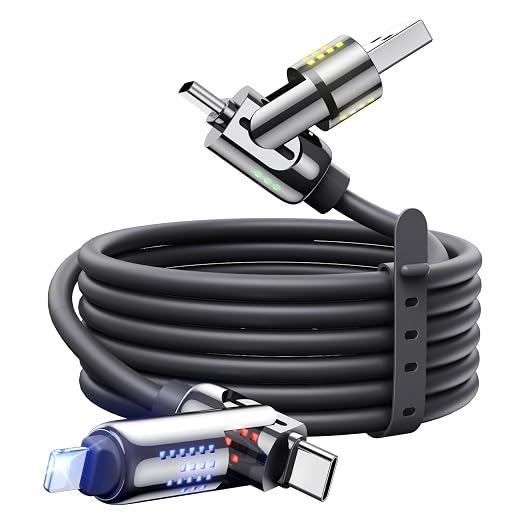 MAGIC JOHN 240W 4 in 1 Charging Cable, 6.6FT USB C to Lightning Cable, Chubby
