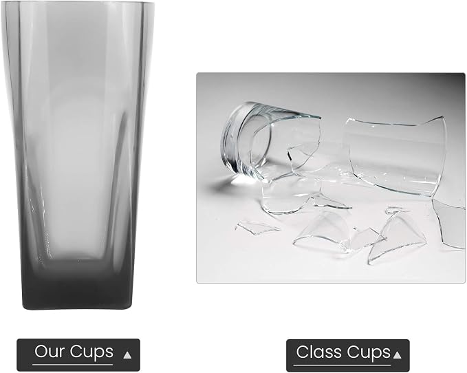 Top-spring 12 Oz Reusable Plastic Water Tumbler 6pcs Grey BPA Free | Thickened