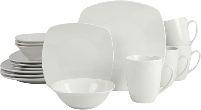 10 Strawberry Street Simply Square 16 Piece Dinnerware Set