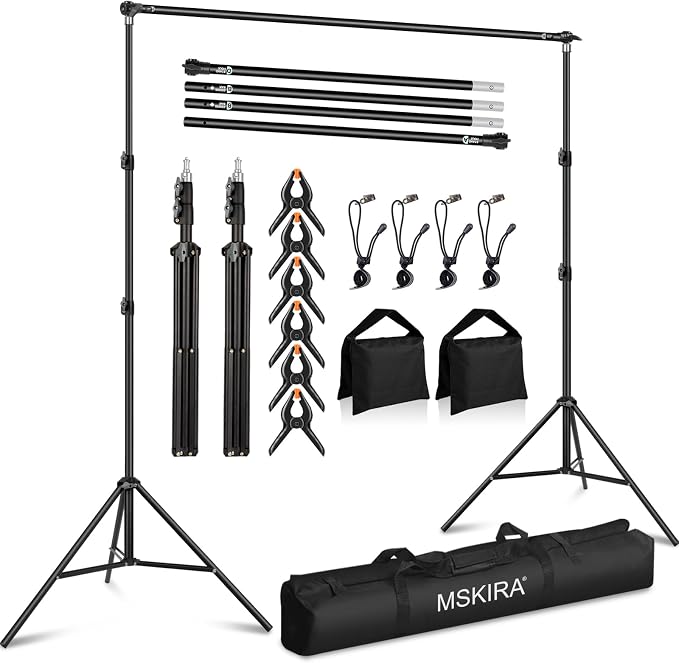 10 x 6.9 Ft Photo Backdrop Support Stand, MSKIRA Adjustable Background Stand