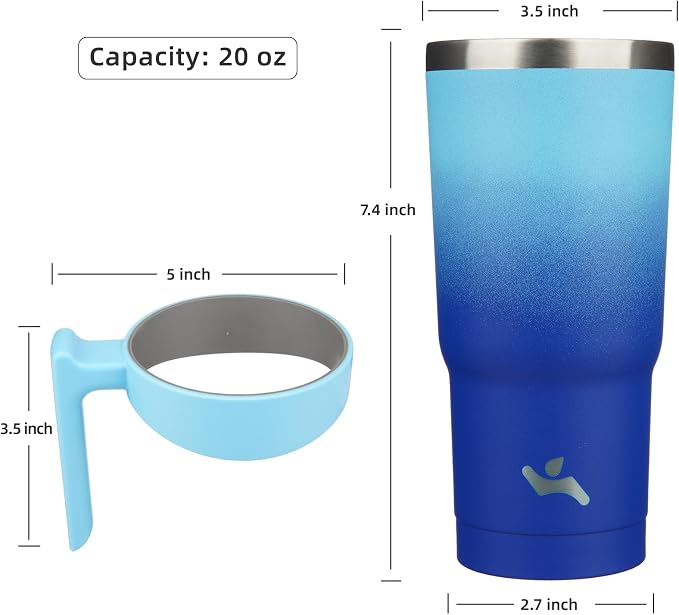 Konokyo 20 oz Tumbler with Handle and Straw, Insulated Travel Mug | Sky;
