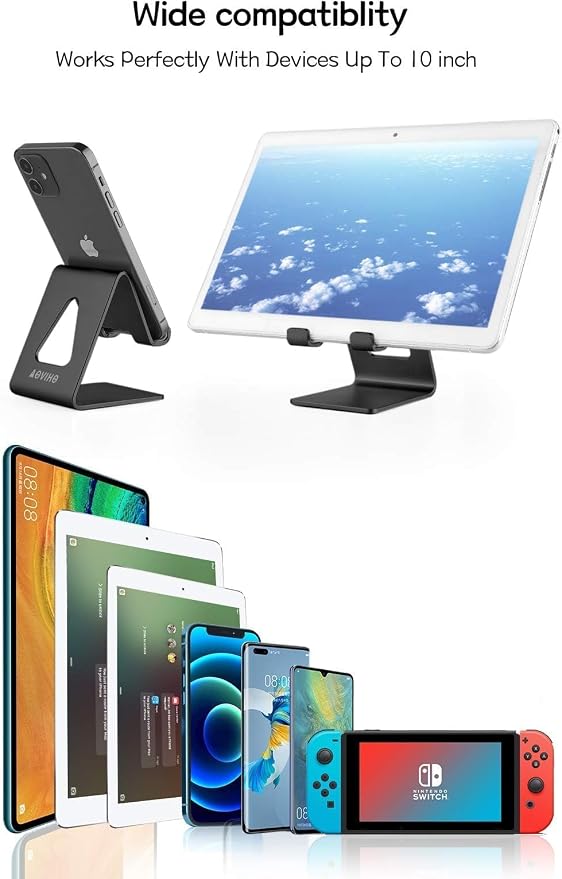 Cell Phone Stand for Desk, Desktop Phone Holder, Aluminum Mobile Phone Stand