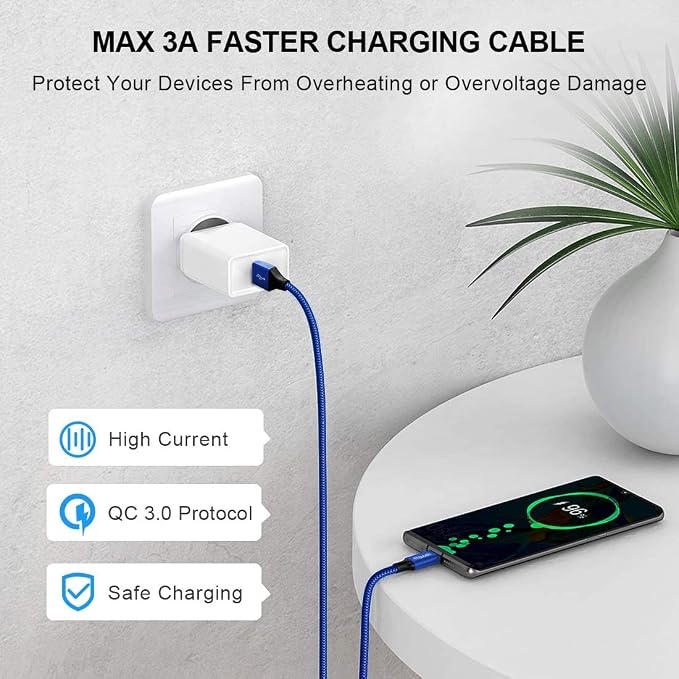 Long USB C Cable, etguuds Fast Charging USB A to Type C Charger Cable Braided