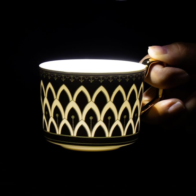 KAMMAK Tea Cups and Saucers Set of 2, Fine Bone China Coffee Cups, NX027 |