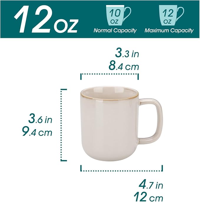 vancasso Coffee Mugs Set of 6, 12 Oz Ceramic Coffee Cups