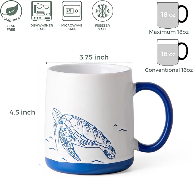AmorArc Large Coffee Mugs Set of 6, 18oz Ceramic Coffee Cups