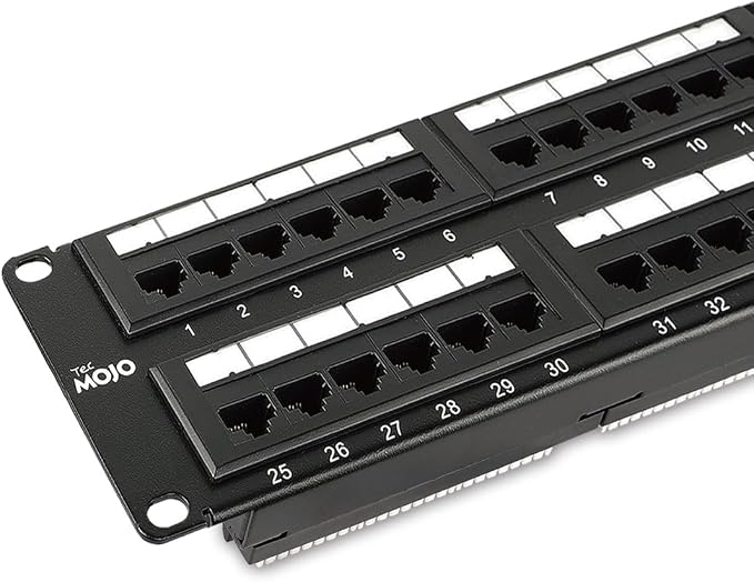 Tecmojo 48 Port Patch Panel, Cat6 Patch Panel, 2U Patch Panel, Network Patch