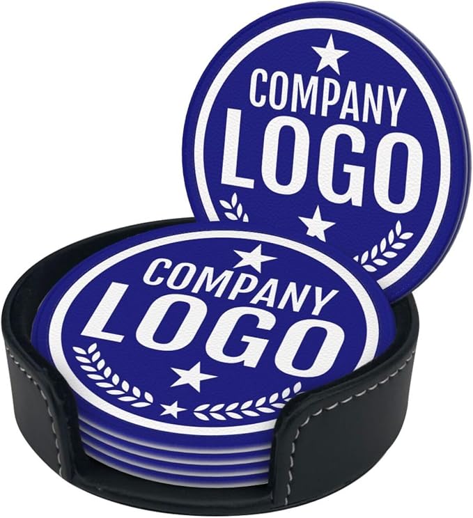 Custom Leather Coasters with Logo