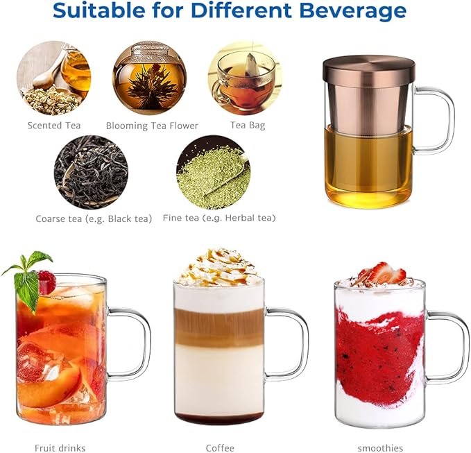 ecooe Tea Infuser Mug 16.9oz Glass Tea Cup