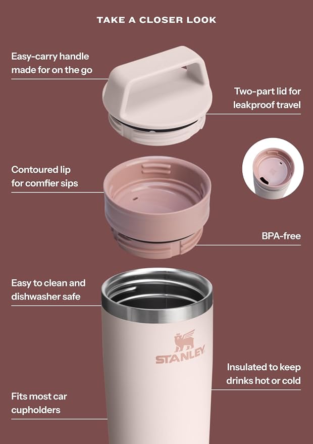 STANLEY Cafe To Go Travel Mug 16 oz | Leakproof Two-Part Drink Through Lid |