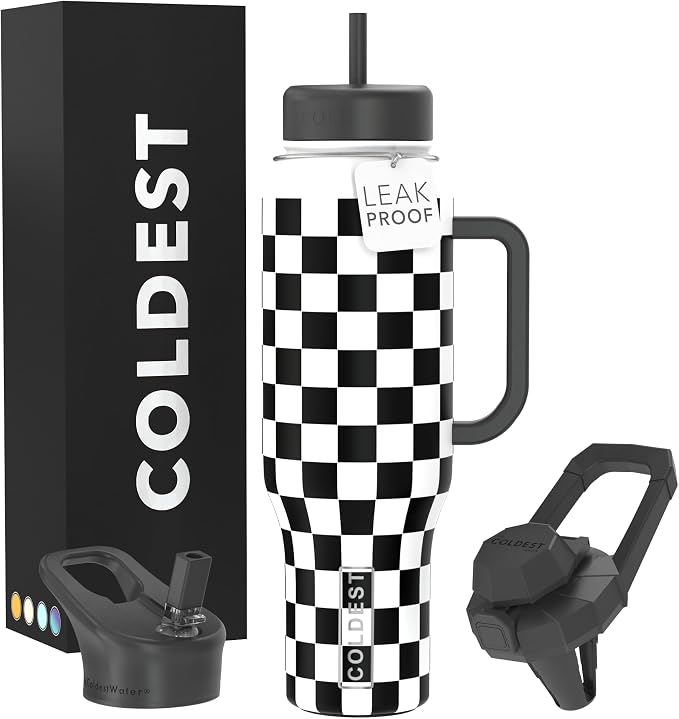 Coldest Tumbler with Handle and Straw, 100% Leak Proof Insulated Tumbler with