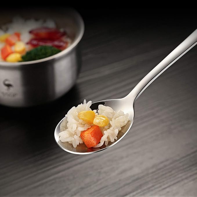 IQCWOOD Spoons, 8.5 Inch Stainless Steel Soup Spoons | Korean Soup Spoons