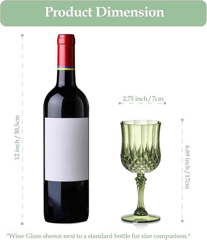 XUWAIDSGN 24 Pcs 7oz Plastic Vintage Wine Glasses Drinking Glasses Unbreakable