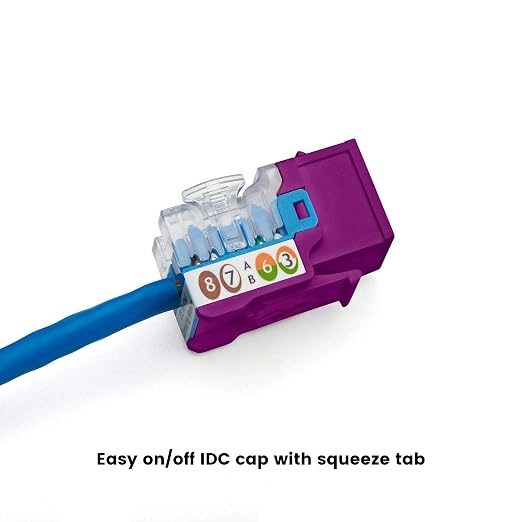 trueCABLE Cat5e Keystone Jack, Unshielded, 90 Degree Punch-Down, PoE++ 100W