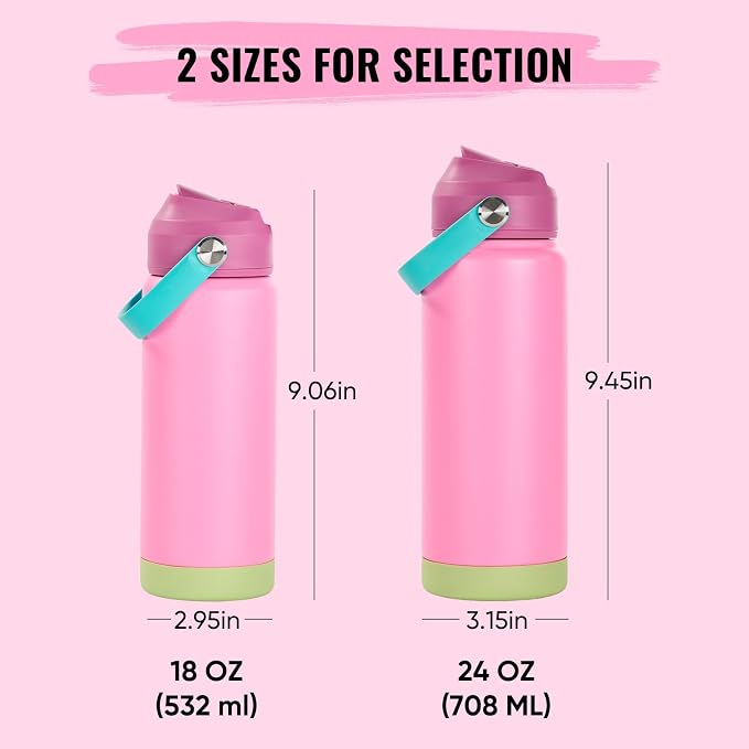 Fijinhom 24oz Insulated Stainless Steel Water Bottle, Wide Mouth Double Wall