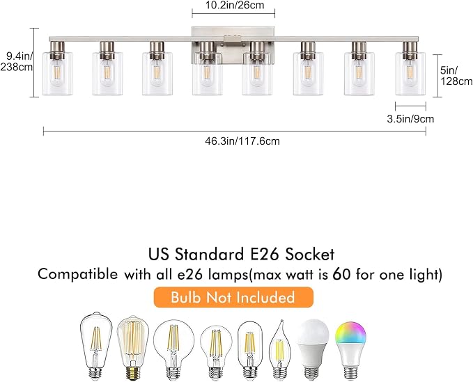 8 Light Bathroom Vanity Light