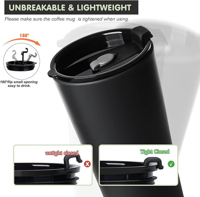 Greentainer 4 Pack Plastic Travel Coffee Mug Set, 20 oz Spill Proof Drinking