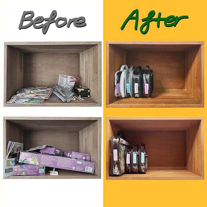 holay 4 Packs PVC Zippered Blocks Set, Board game Storage Organizer Case