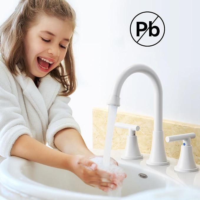 Bathroom Faucets for Sink 3 Hole, White Bathroom Sink Faucet