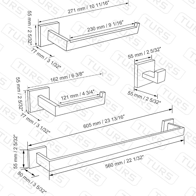 Bathroom Hardware Set Brushed Towel Bar Set Stainless Steel Bathroom