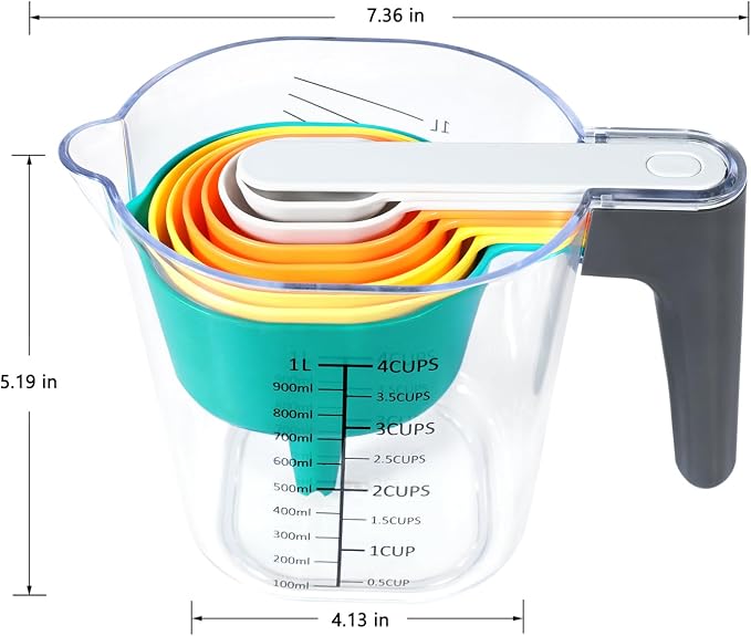 Stackable 10-Piece Measuring Cups and Spoons Set