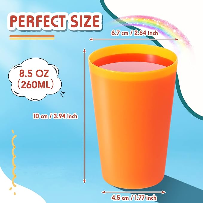 Potchen 150 Pieces Kids Plastic Cups 8.5 oz Reusable Drinking Cups Stackable