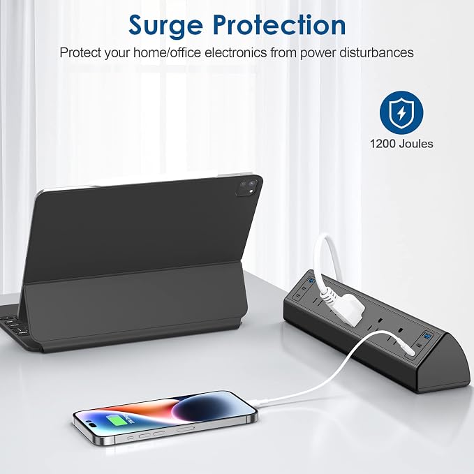 Desk Clamp Power Strip USB C, Under Desk Mount Power Station, 20W Fast Charging