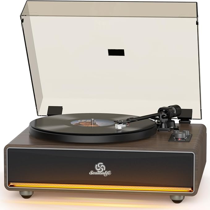 Vinyl Record Player Built in HiFi Stereo Speakers BT Wireless Input Belt Drive