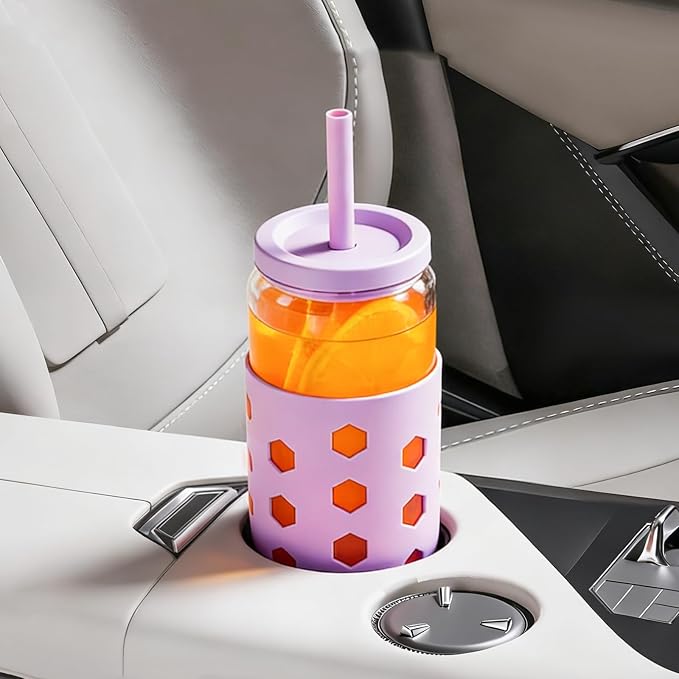 Mrsdry 20 oz Glass Cups with Lids and Straws