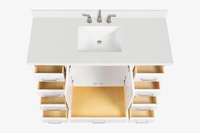 Cambridge 55" White Bathroom Vanity