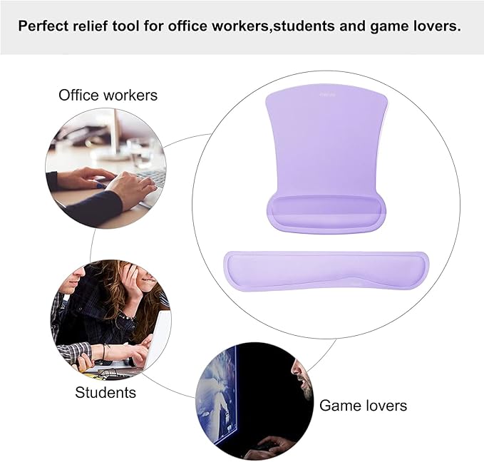MOSISO Wrist Rest Support for Mouse Pad & Keyboard Set, Ergonomic Mousepad